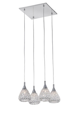 B&Q -  Luminosa Simone 4 Light Chrome Ceiling Square Pendant Cluster Pendant Ceiling Light