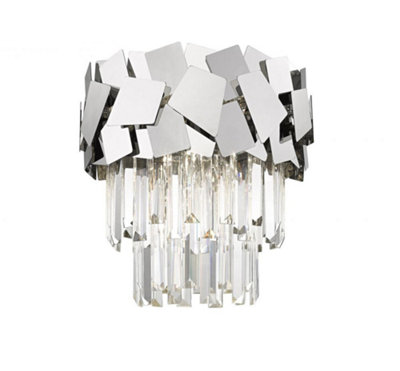Luminosa Lighting Luminosa Celine Crystal Laser Cut 4 Light Semi-Flush Chrome from B&Q