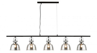 Luminosa Lighting Luminosa Ava 5 Light Linear Bar Smoke Glass Bar Pendant Ceiling Light from B&Q