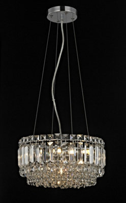 Luminosa Lighting Luminosa Alvery 5 Light Polished Chrome Clear Crystal Round Ceiling Pendant from B&Q