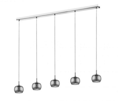 B&Q -  Luminosa Deni 5 Light Chrome Bar Pendant Ceiling Light