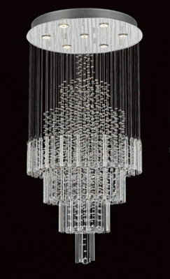 Luminosa Lighting Luminosa Barcelona Crystal 7 Light Stairwell Chrome Frame Cluster Pendant Ceiling Light from B&Q