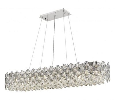 Luminosa Lighting Luminosa Raina 16 Light Chrome Oblong Crystal Light Bar Pendant Ceiling Light from B&Q