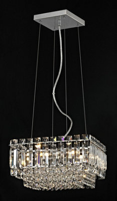 Luminosa Lighting Luminosa Alvery 5 Light Polished Chrome Ceiling Fitting Square Clear Crystal from B&Q