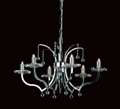Luminosa Lighting Luminosa Bayonne Geometric Halogen Nickel 6 Arm Chandelier from B&Q