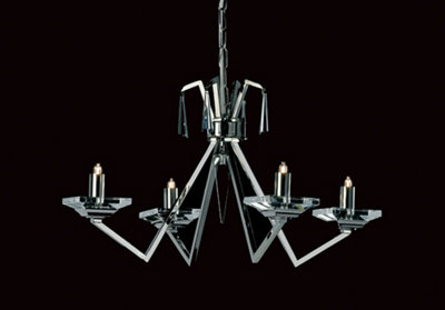 Luminosa Lighting Luminosa Nice Geometric Halogen Chrome 4 Arm Chandelier from B&Q