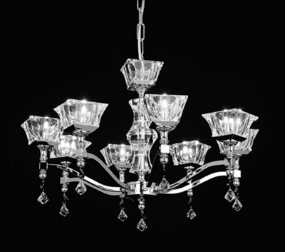 Luminosa Lighting Luminosa Bresica Lead Crystal Nickel Pendant 8 Arm Chandelier from B&Q