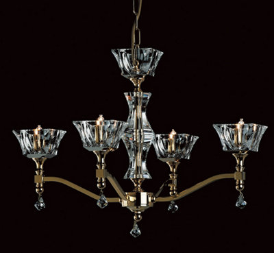 Luminosa Lighting Luminosa Bresica Lead Crystal Halogen Gold 4 Arm Chandelier from B&Q