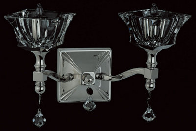 Luminosa Lighting Luminosa Bresica Twin Wall Light Nickel from B&Q