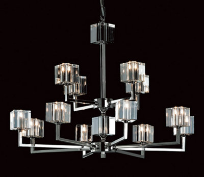 Luminosa Lighting Luminosa Cube Modern Halogen Nickel 12 Arm Chandelier from B&Q