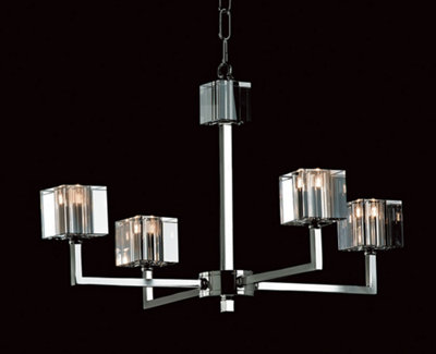 Luminosa Lighting Luminosa Cube Modern Halogen Nickel 4 Arm Chandelier from B&Q