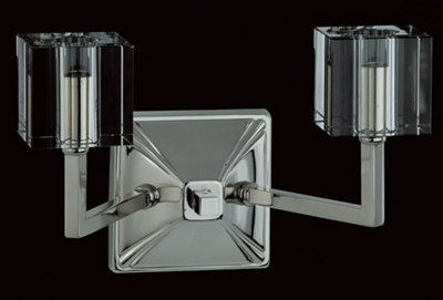 Luminosa Lighting Luminosa Cube Twin Wall Light Nickel from B&Q