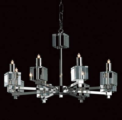 Luminosa Lighting Luminosa Cube Halogen Nickel 8 Arm Chandelier from B&Q