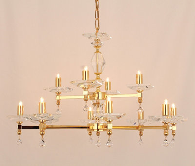 Luminosa Lighting Luminosa Capri Optic Glass Pans Gold 12 Arm Chandelier from B&Q