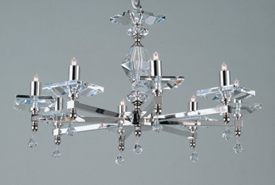 Luminosa Lighting Luminosa Capri Optic Glass Pans Nickel 8 Arm Chandelier from B&Q