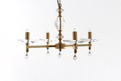 Luminosa Lighting Luminosa Capri 4 Arm Optic Glass Pans Gold 4 Arm Chandelier from B&Q