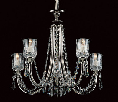 Luminosa Lighting Luminosa Tulip Halogen Mini Strass Nickel 5 Arm Chandelier from B&Q