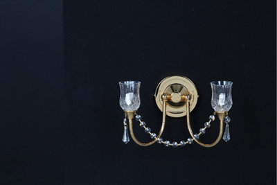 Luminosa Lighting Luminosa Tulip Halogen Strass 2 Light Wall Lamp Crystal Gold from B&Q