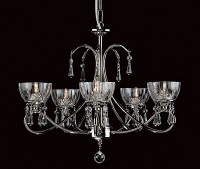 Luminosa Lighting Luminosa Vincenza Lead Crystal Nickel 5 Arm Chandelier from B&Q