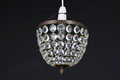 Luminosa Lighting Luminosa Kiel 8" Baguette Antique Brass Pendant Ceiling Light from B&Q