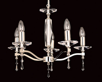Luminosa Lighting Luminosa Toulon Optic Glass/strass Nickel 5 Arm Chandelier from B&Q