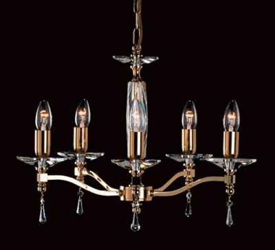 Luminosa Lighting Luminosa Toulon Optic Glass/strass Gold 5 Arm Chandelier from B&Q
