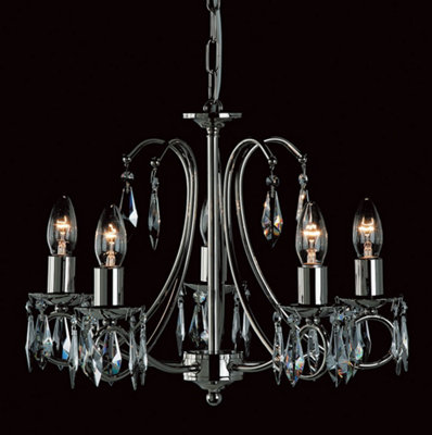 Luminosa Lighting Luminosa Terni Looped Arm Strass Nickel 5 Arm Chandelier from B&Q