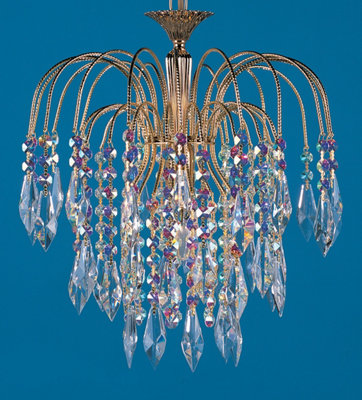 B&Q -  Luminosa Shower Rainbow Crystal Gold Pendant Ceiling Light
