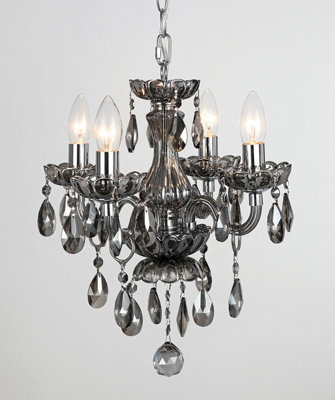 Luminosa Lighting Luminosa Rodeo Smoke Crystal 4 Arm Chandelier from B&Q