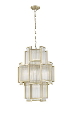 Luminosa Lighting Luminosa Antigua 11 Light Gold Crystal Pendant Ceiling Light from B&Q