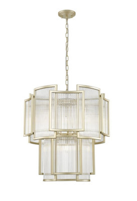 Luminosa Lighting Luminosa Antigua 8 Light Gold Crystal Pendant Ceiling Light from B&Q
