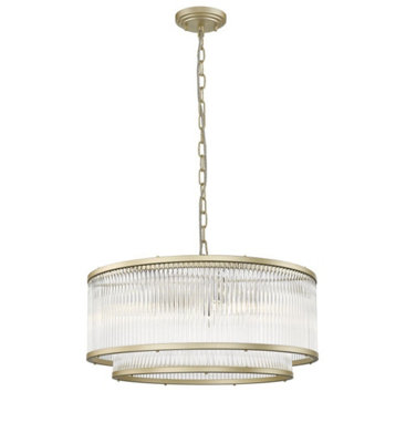 Luminosa Lighting Luminosa Antigua 6 Light Gold Crystal Pendant Ceiling Light from B&Q