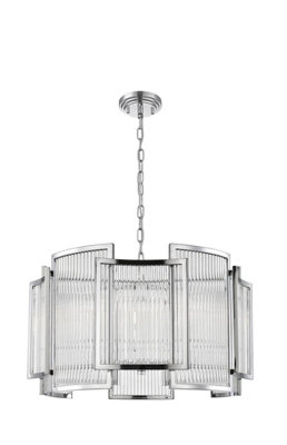 Luminosa Lighting Luminosa Antigua 5 Light Chrome Crystal Pendant Ceiling Light from B&Q