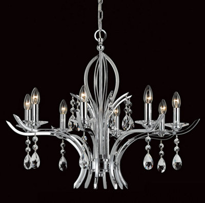 Luminosa Lighting Luminosa Turin Chrome With Crystal 8 Arm Chandelier from B&Q