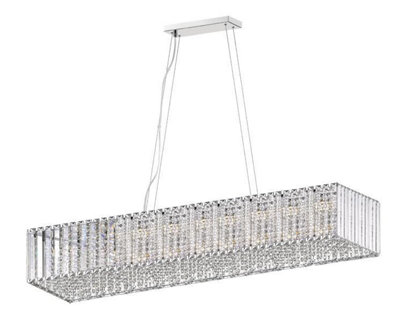 Luminosa Lighting Luminosa Diore 11 Light Oblong Chrome Crystal Bar Pendant Ceiling Light from B&Q