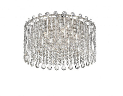 Luminosa Lighting Luminosa Alita 5 Light Flush Ceiling Light Chrome Crystal from B&Q