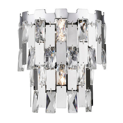 Luminosa Lighting Luminosa Alma 2 Light Wall Lamp Chrome Crystal from B&Q