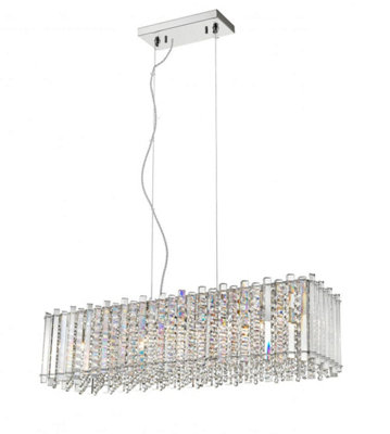 Luminosa Lighting Luminosa Clara 7 Light Oblong Chrome Crystal Bar Pendant Ceiling Light from B&Q