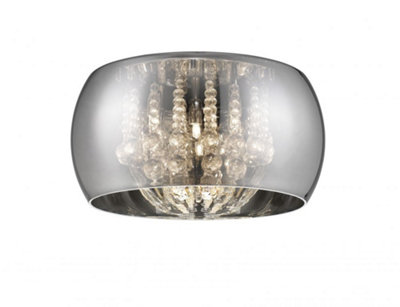 Luminosa Lighting Luminosa Deni 6 Light Flush Ceiling Light Chrome Crystal Ceiling Light from B&Q