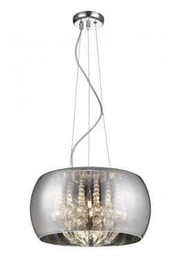 Luminosa Lighting Luminosa Deni 6 Light Chrome Crystal Pendant Ceiling Light from B&Q