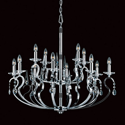 Luminosa Lighting Luminosa Rhinestone Crystal Chrome 12 Arm Chandelier from B&Q