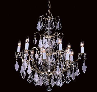 Luminosa Lighting Luminosa Louvre Polished Brass Crystal 12 Arm Chandelier