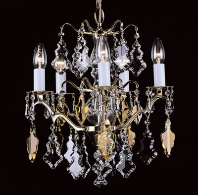 Luminosa Lighting Luminosa Louvre Polished Brass Crystal 5 Arm Chandelier from B&Q