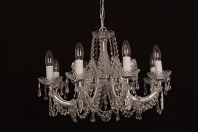 Luminosa Lighting Luminosa Marie Theresa Glass Chrome 8 Arm Chandelier from B&Q