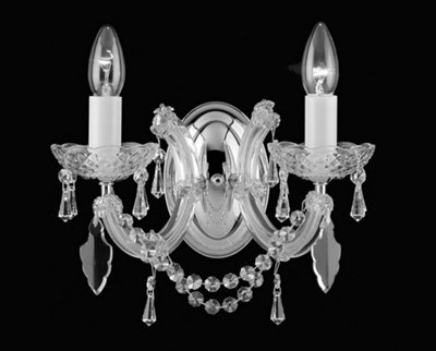 Luminosa Lighting Luminosa Maria Therese 2 Light Crystal Wall Light Chrome Finish