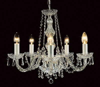 Luminosa Lighting Luminosa Modra Crystal Strass 5 Arm Chandelier from B&Q