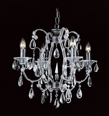 Luminosa Lighting Luminosa Versailles Bead Silver Streak 4 Arm Chandelier from B&Q