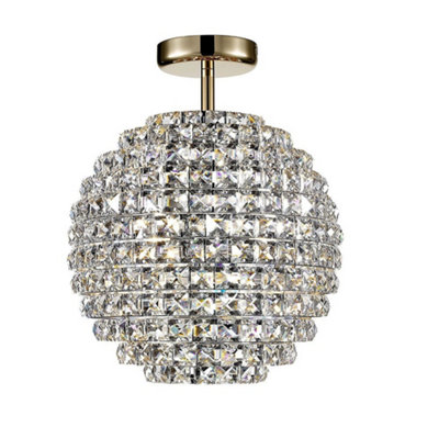 Luminosa Lighting Luminosa Nord 4 Light Semi Flush Crystal Gold Ceiling Light from B&Q