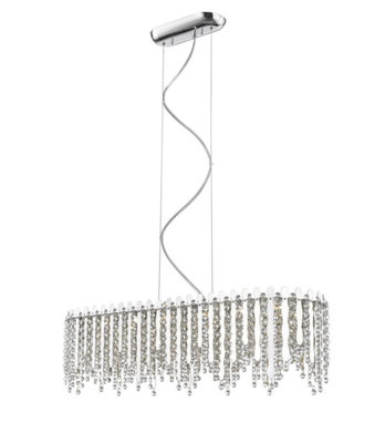 Luminosa Lighting Luminosa Belize 6 Light Led Oblong Chrome Crystal Pendant Ceiling Light from B&Q
