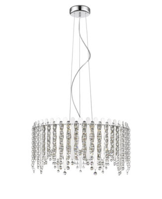 Luminosa Lighting Luminosa Belize 6 Light Led Chrome Crystal Pendant Ceiling Light from B&Q